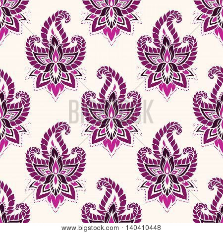 Seamless pattern based on traditional Asian elements Paisley. Boho vintage style vector background. Best motive for print on fabric or papper.
