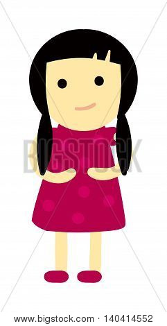 Cute baby kid girl and cute child character vector. Cute girl beautiful fashion young female and cute girl dress kid love child. Cute girl dress kid love child and cute happy girl. Cartoon character.