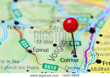 Colmar pinned on a map of France
