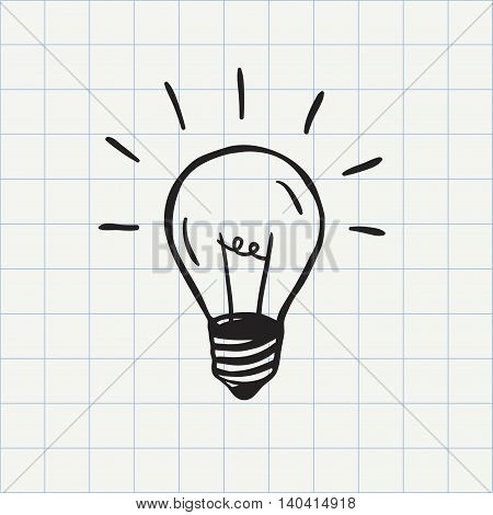 Light bulb icon (idea symbol) sketch in vector. Hand drawn doodle sign