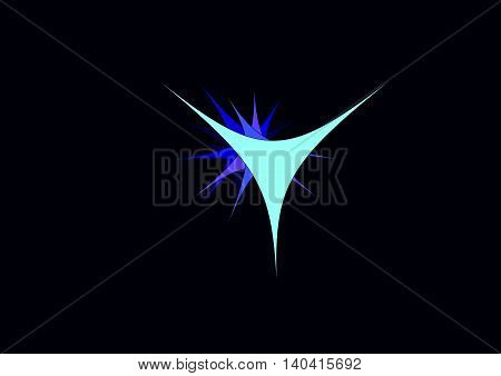 illustration which depicts a blue star on a dark background