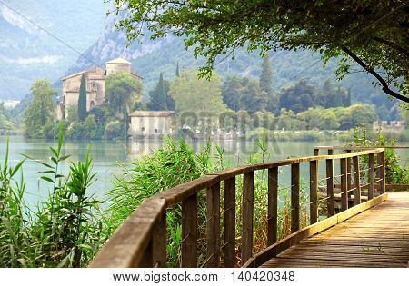 View of Toblino castle in the north of Italy