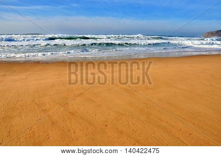 Summer beach in Carcavelos town, central Portugal