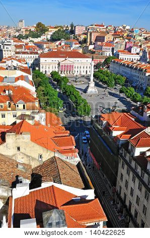 LISBON PORTUGAL - NOVEMBER 15: Restaradores square in Lisbon on november 15 2013. Lisbon is a capital and the largest city of Portugal.