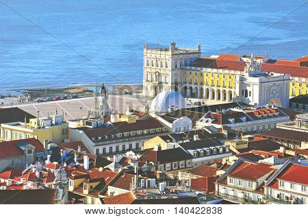 Lisbon cityscape, top view from the castle