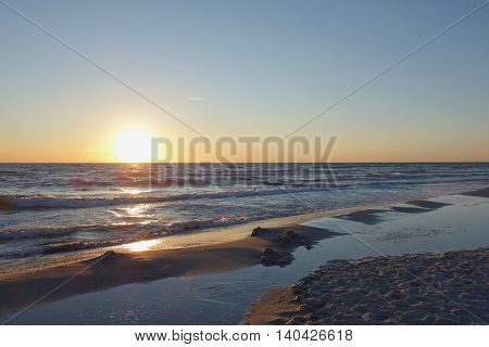 Sunset at the beach on Hiddensee island Germany