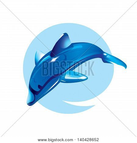 Crystal dolphin jump. Vector illustration of sea animal