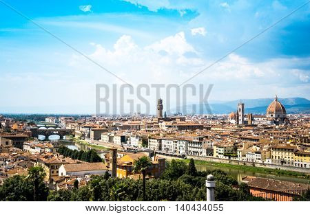 FLORENCE, ITALY - July 25, 2016. Street view of Old Town Florence Tuscany, Italy. is the capital city of the Italian region of Tuscany, with approximately 382,000 inhabitants