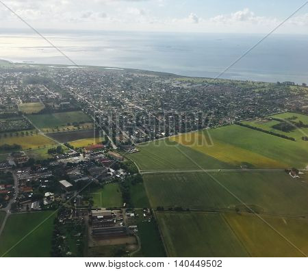 Ariel view of Denmark's coast line on summer