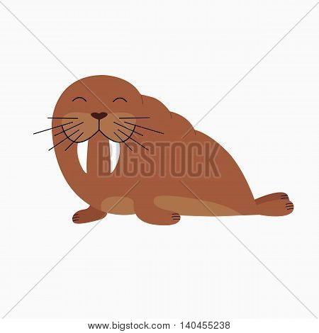 cartoon funny walrus on a white background