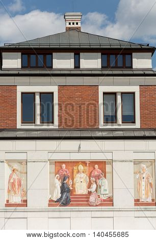 CRACOW POLAND - JULY 22 2016: The centre of Pope John Paul II. Cracow LagiewnikI Poland