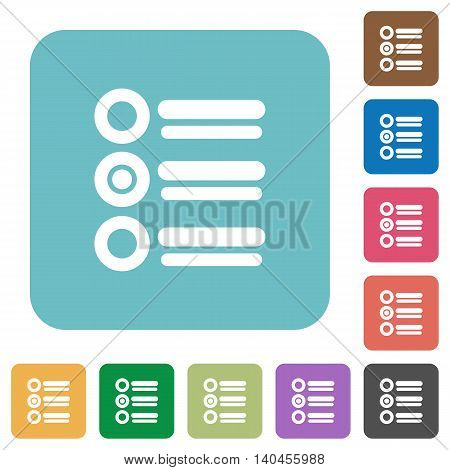 Flat radio group icons on rounded square color backgrounds.