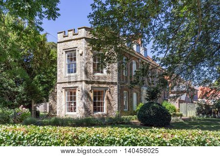 Bury St Edmunds/UK. 18th July 2016. One of many attractive properties as part of the Abbey Gardens estate in Bury St Edmunds.