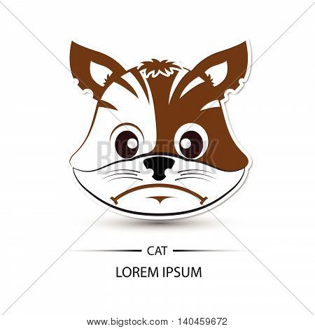 Cat Face Frown Logo And White Background Vector
