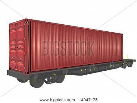 Fyrre fod jernbane container på vogn