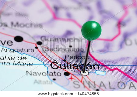 Culiacan pinned on a map of Mexico