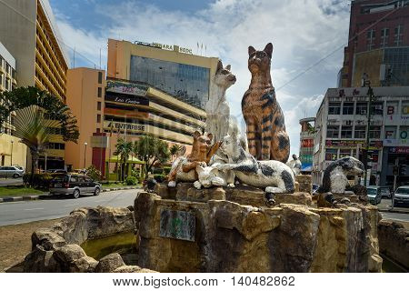 Cats Monument At Center Of Kuching