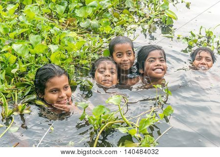 Children Taking Bath