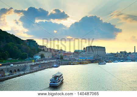 Kiev Cityscape At Sunset, Ukraine