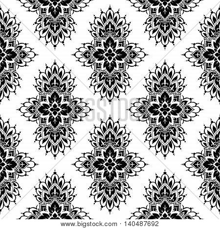 Seamless pattern based on traditional Asian elements Paisley. Boho vintage style vector background. Best motive for print on fabric or papper.