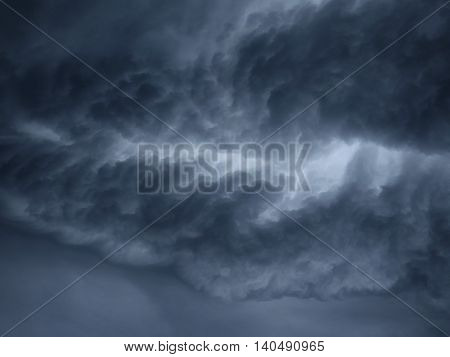 stormy weather and blue dangerous clouds on sky