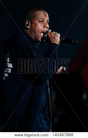NEW YORK-SEPT 27: Rapper Jay-Z performs onstage at the 2014 Global Citizen Festival to end extreme poverty by 2030 in Central Park on September 27, 2014 in New York City.