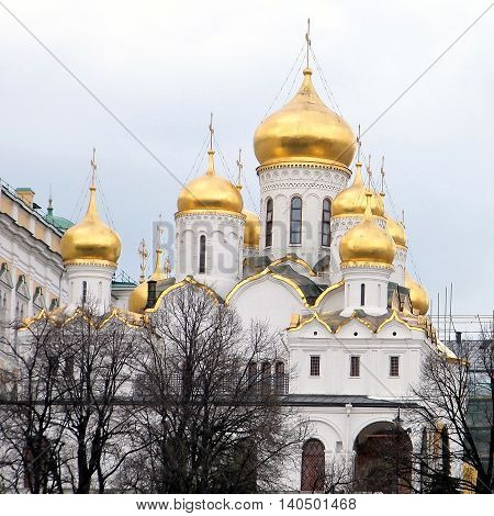 Moscow Russia - May 3 2011: View to Cathedral of the Annunciation at evening.