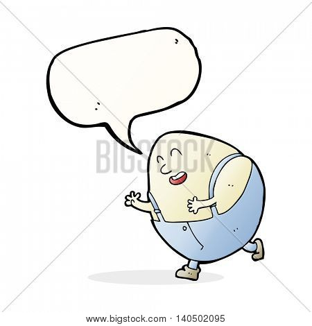 cartoon humpty dumpty egg character with speech bubble