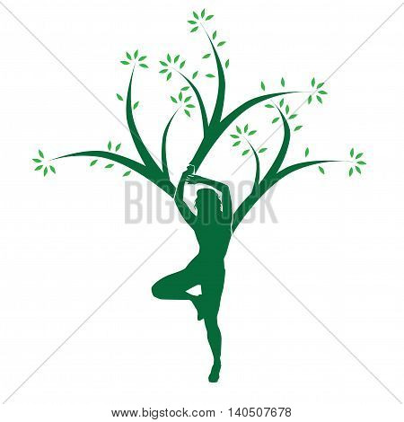 Vector Yoga Tree Woman People Concept Design