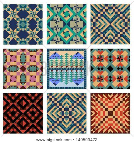 set of nine beautiful of geometrical patterns