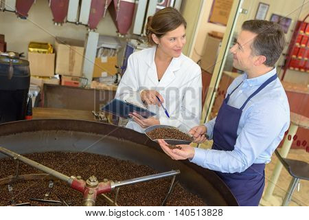 coffee roasting process with alchemist and scientist