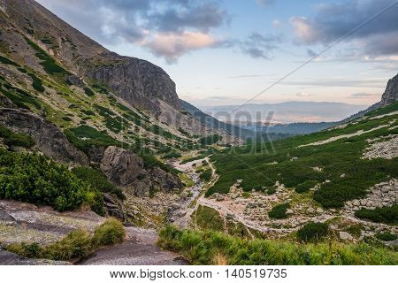 Mountain Landscape on Cloudy Day. Mlynicka Valley High Tatra Slovakia.