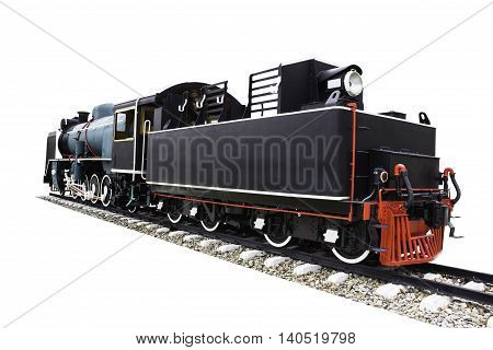 Old steam train isolated on white background