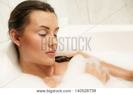 Beautiful Women Relaxing In Her Bath
