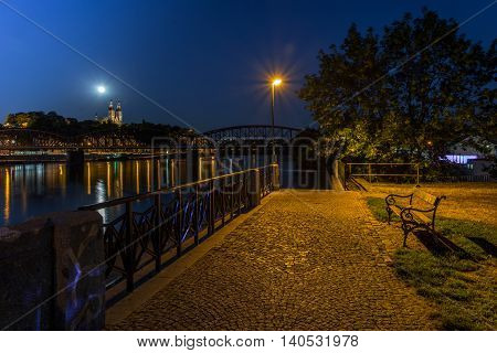 Prague river at night St Peter and Pauls