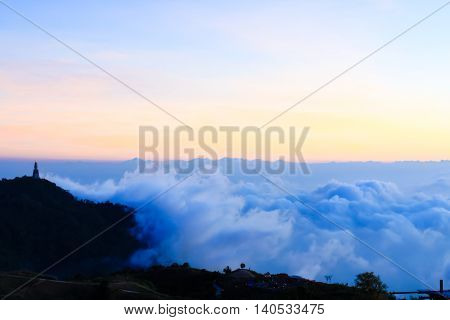 Beautiful and famous travel location The landscape photo beautiful sea fog in morning time at Phu Tub Berk Viewpoint Phu Hin Rong Kla National Park in Thailand