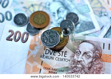 Close up Czech Koruna currency, Czech Republic
