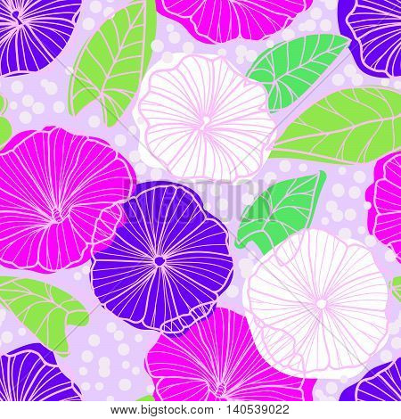 Seamless Pattern With Beautiful Gentle Bindweeds. It Can Be Used For Greeting Cards, Birthday Cards,