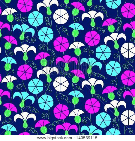Seamless Pattern With Beautiful Gentle Bindweeds. It Can Be Used For Greeting Cards, Birthday Cards,