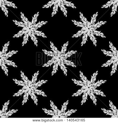 Floral seamless pattern background with leaves. Doodles ornament