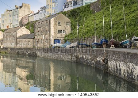 An image of the beautiful Tenby Quayside in early evening sunshine Tenby Pembrokeshire South Wales UK