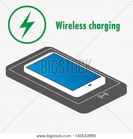 Smartphone on a Wireless Charge, vector illustration on white background