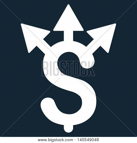 Expences icon. Vector style is flat iconic symbol with rounded angles, white color, dark blue background.