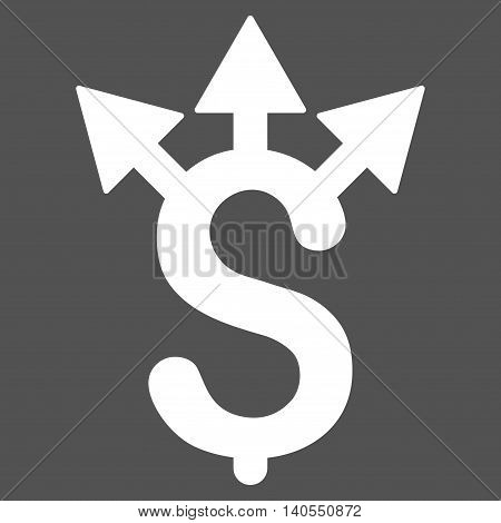 Expences icon. Vector style is flat iconic symbol with rounded angles, white color, gray background.