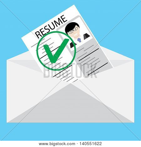 Approved resume. Letter vector work. Cv and resume writing curriculum vitae vector illustration