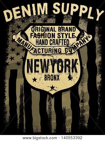 Vintage america denim typography; t-shirt graphics; vectors