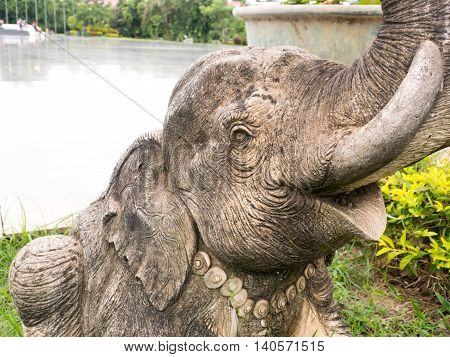 Close up of elephant statues in Thailand.
