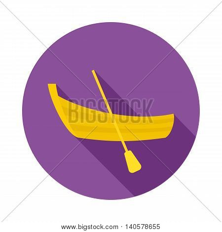 A boat with a paddle icon in flat style on a white background