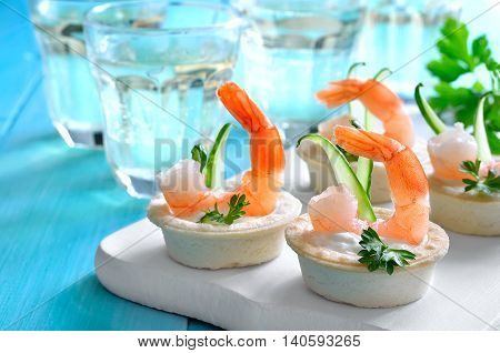Mini tartlets with shrimps delicious party appetizer