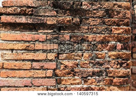 Old brick walls of the temples decay.